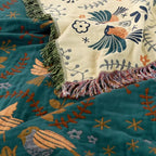 Reversible Scandinavian Bird Blanket | Blanket made from 100% Cotton