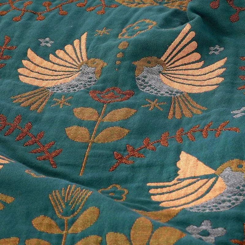 Reversible Scandinavian Bird Blanket | Blanket made from 100% Cotton