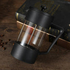 French Press Coffee Maker, Borosilicate Glass, Stainless Steel Filter, Black