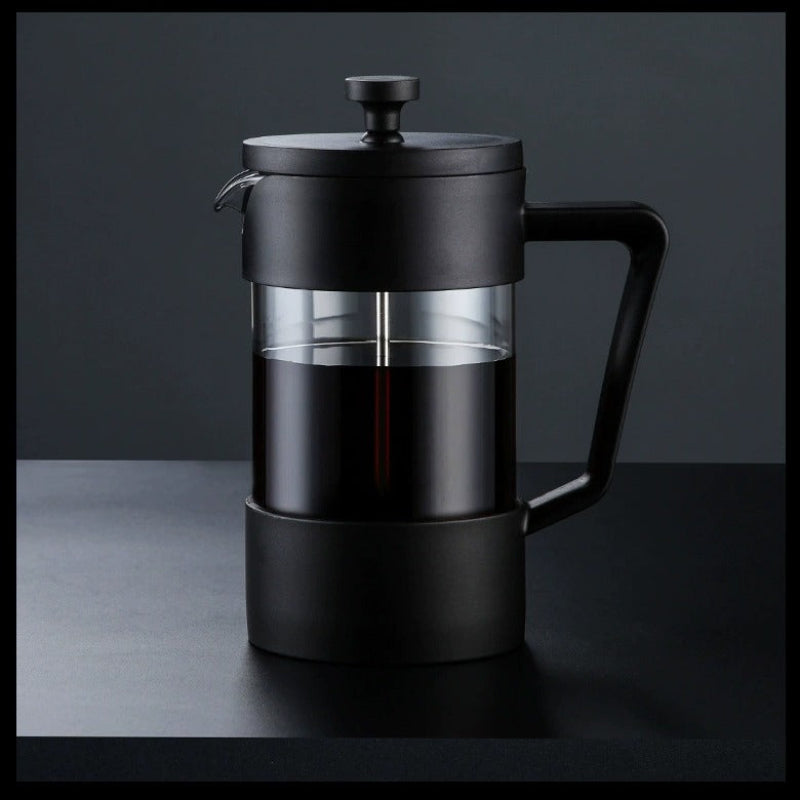 French Press Coffee Maker, Borosilicate Glass, Stainless Steel Filter, Black