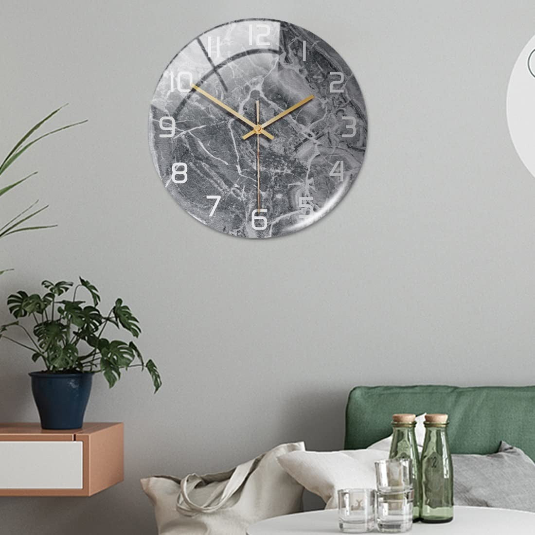 Marble Wall Clock, Silent Mechanism, Acrylic Build