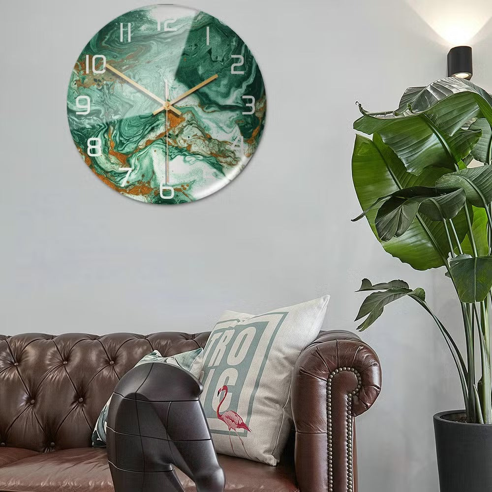Marble Wall Clock, Silent Mechanism, Acrylic Build