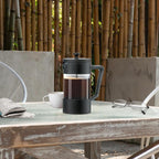 French Press Coffee Maker, Borosilicate Glass, Stainless Steel Filter, Black