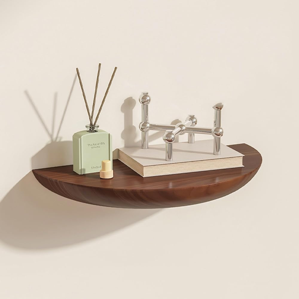 Half-Round Floating Shelf, Natural Wood, Wall Mounted, Multiple Colors
