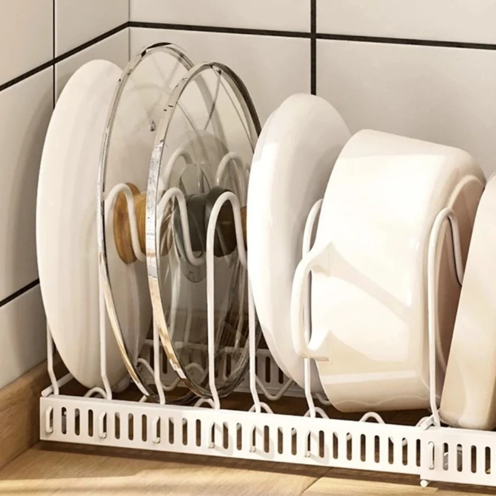 Iron Pot Lid Storage Rack, Kitchen Organizer, Iron, Space-Saving