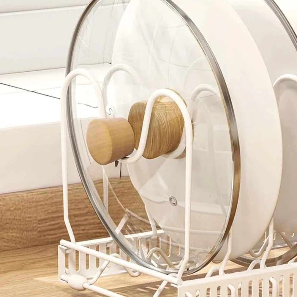 Iron Pot Lid Storage Rack, Kitchen Organizer, Iron, Space-Saving