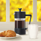 French Press Coffee Maker, Borosilicate Glass, Stainless Steel Filter, Black