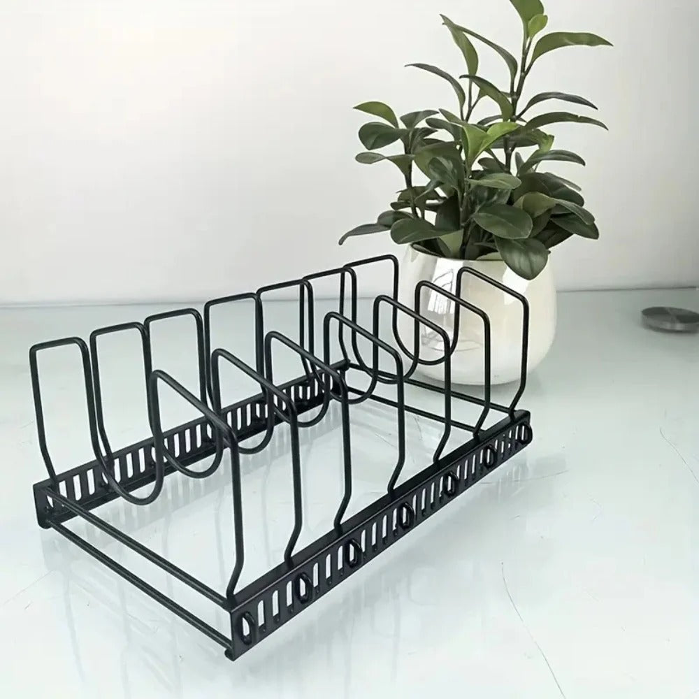 Iron Pot Lid Storage Rack, Kitchen Organizer, Iron, Space-Saving