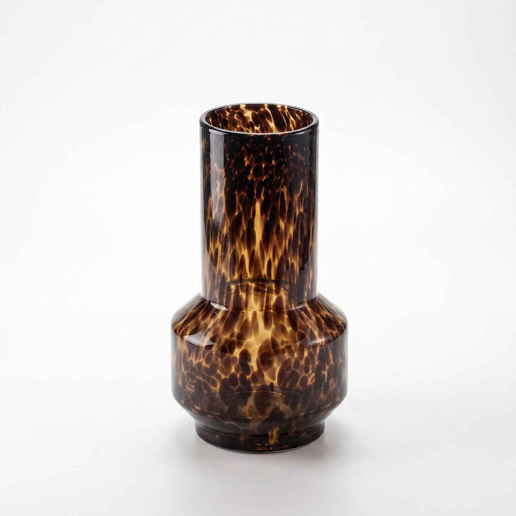 Bello Tortoiseshell Print Vase | Blown Glass, Cylindrical Design