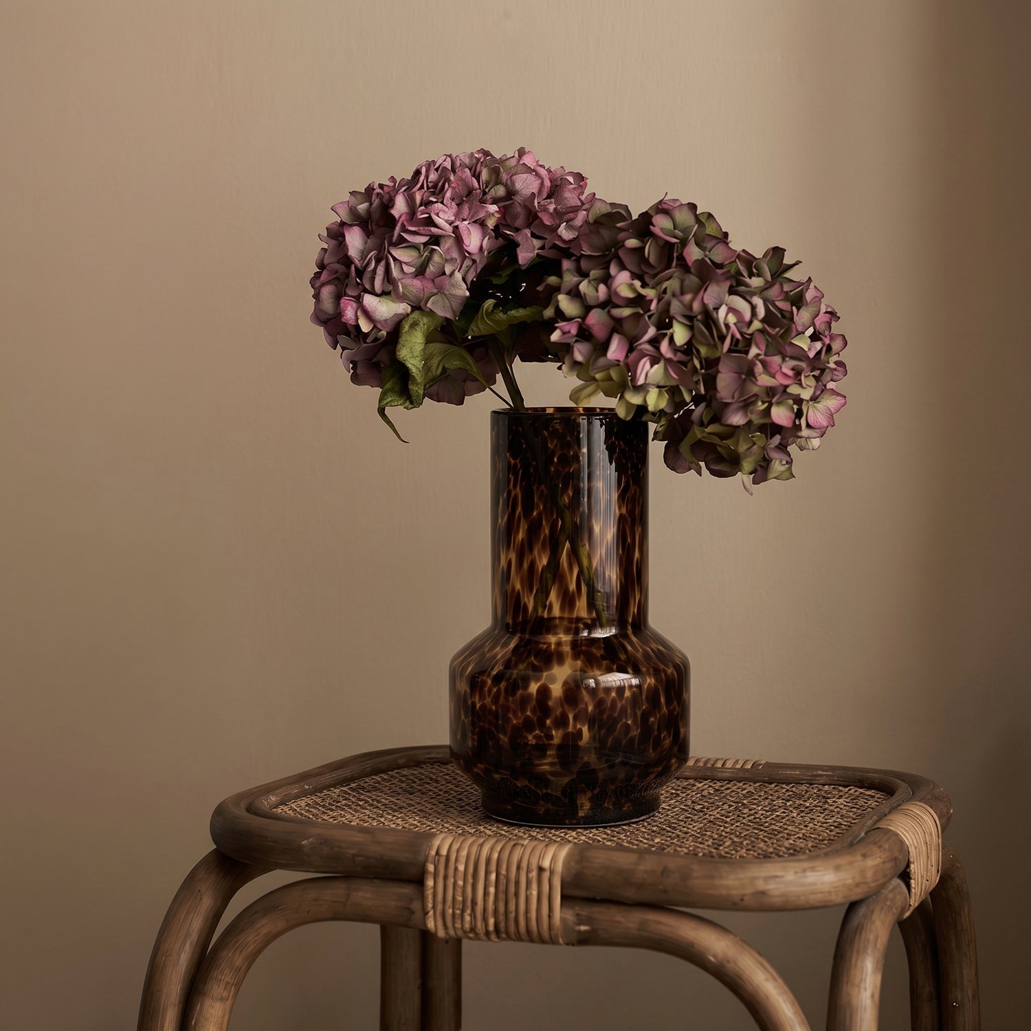 Bello Tortoiseshell Print Vase | Blown Glass, Cylindrical Design