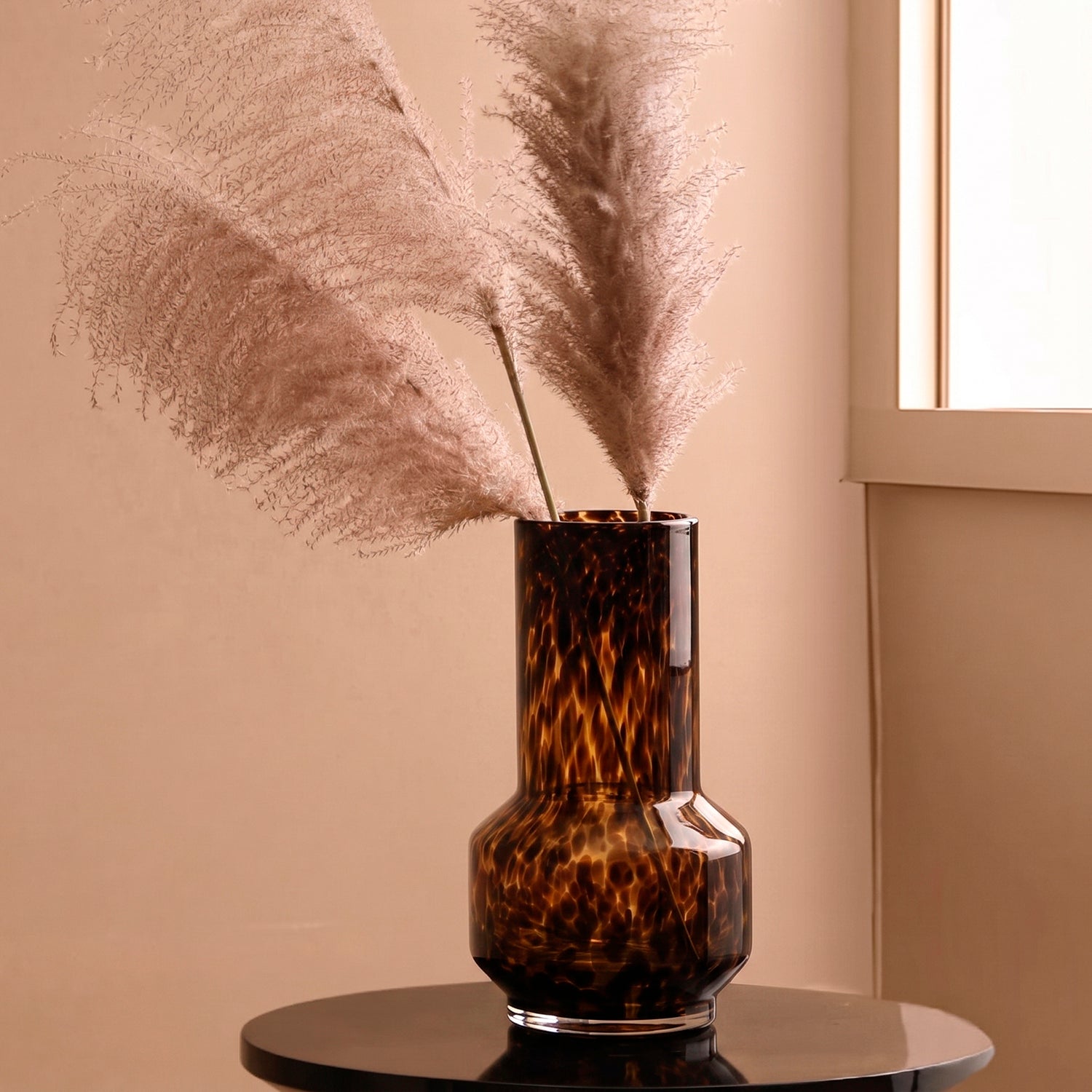 Bello Tortoiseshell Print Vase | Blown Glass, Cylindrical Design