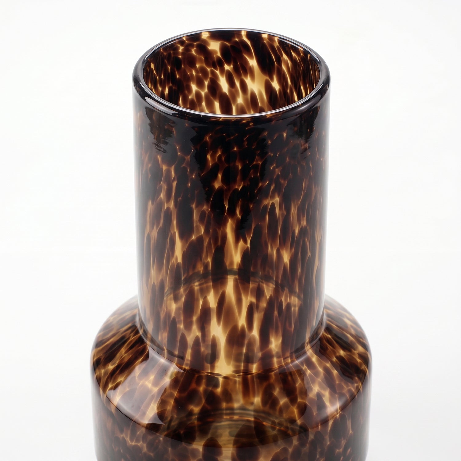 Bello Tortoiseshell Print Vase | Blown Glass, Cylindrical Design