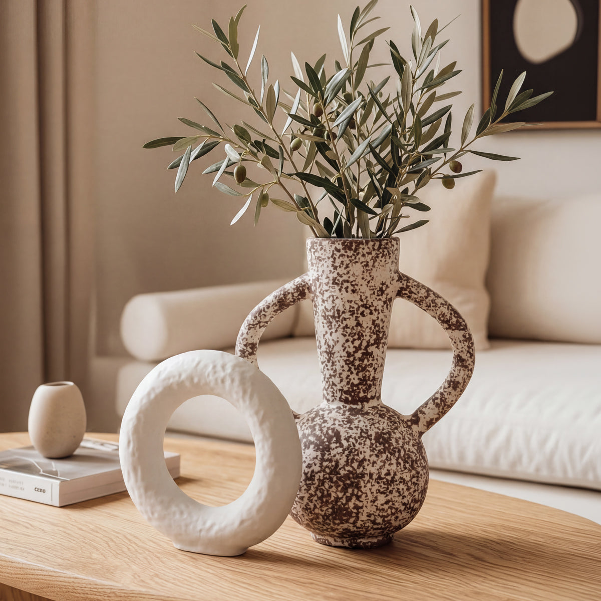 Kora Ceramic Vase Set | Textured Artisanal Design, Set of 2
