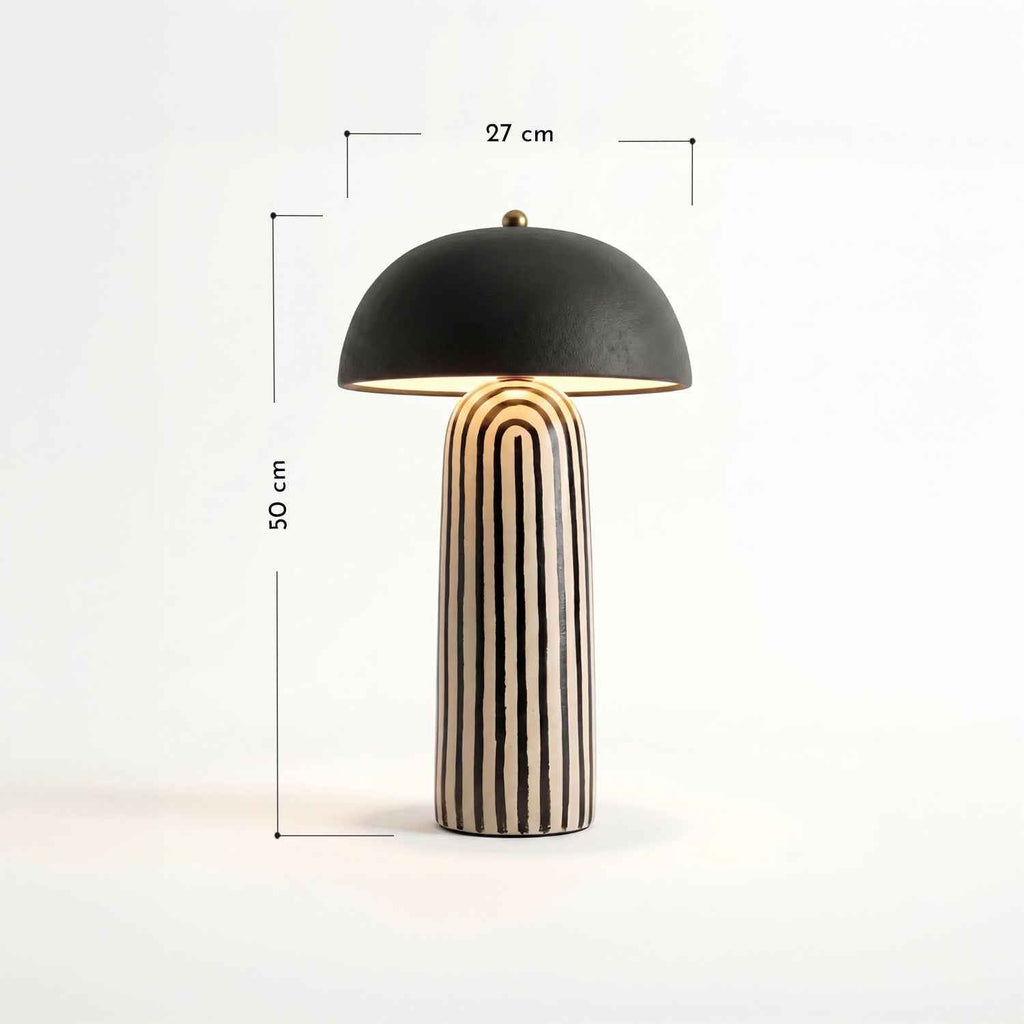 Zara Table Lamp | Zebra-Striped Base, Ceramic Shade