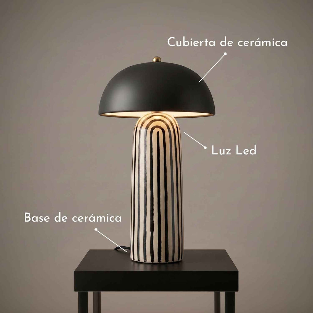 Zara Table Lamp | Zebra-Striped Base, Ceramic Shade