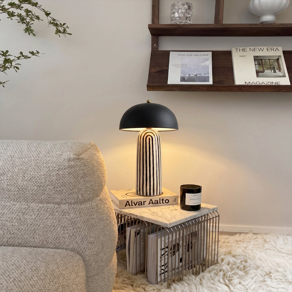 Zara Table Lamp | Zebra-Striped Base, Ceramic Shade