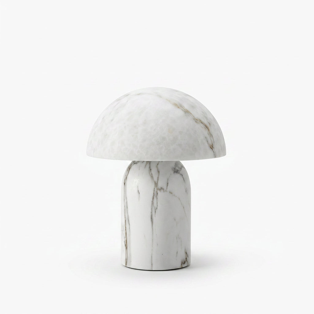 Mira Mushroom Table Lamp | White Marble Effect, Eco-Friendly Resin