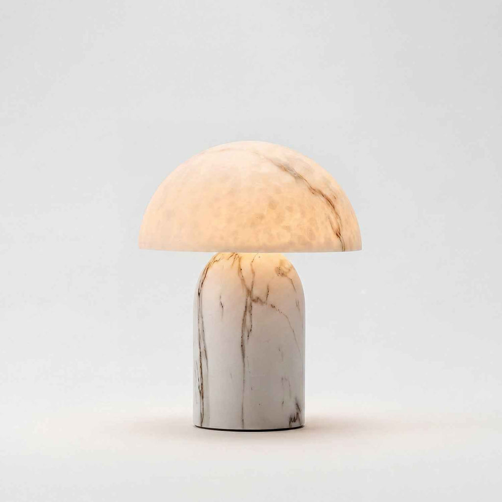 Mira Mushroom Table Lamp | White Marble Effect, Eco-Friendly Resin