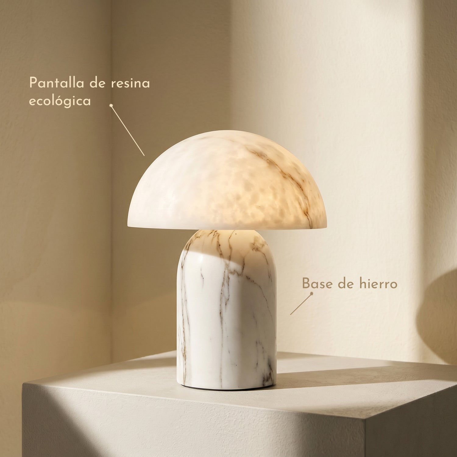 Mira Mushroom Table Lamp | White Marble Effect, Eco-Friendly Resin