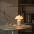 Mira Mushroom Table Lamp | White Marble Effect, Eco-Friendly Resin