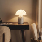 Mira Mushroom Table Lamp | White Marble Effect, Eco-Friendly Resin