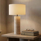 Nordic – Cream Travertine Table Lamp, Large