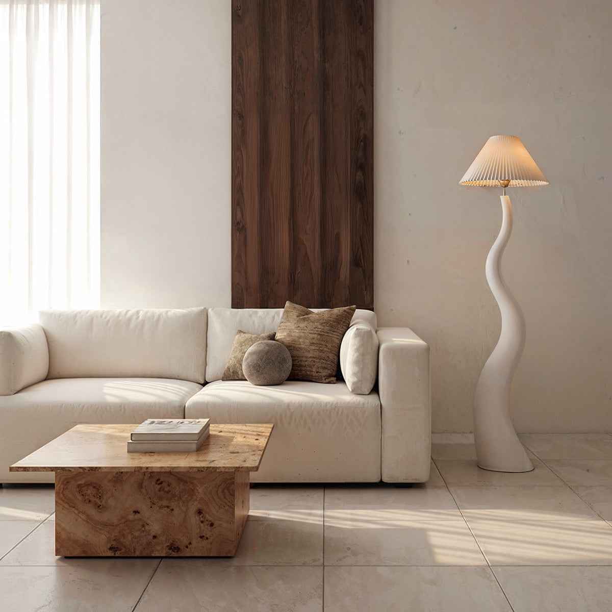 Santu – Natural Japandi Curvy Floor Lamp 165cm