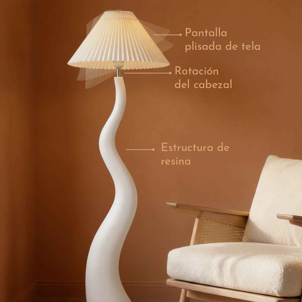 Santu – Natural Japandi Curvy Floor Lamp 165cm