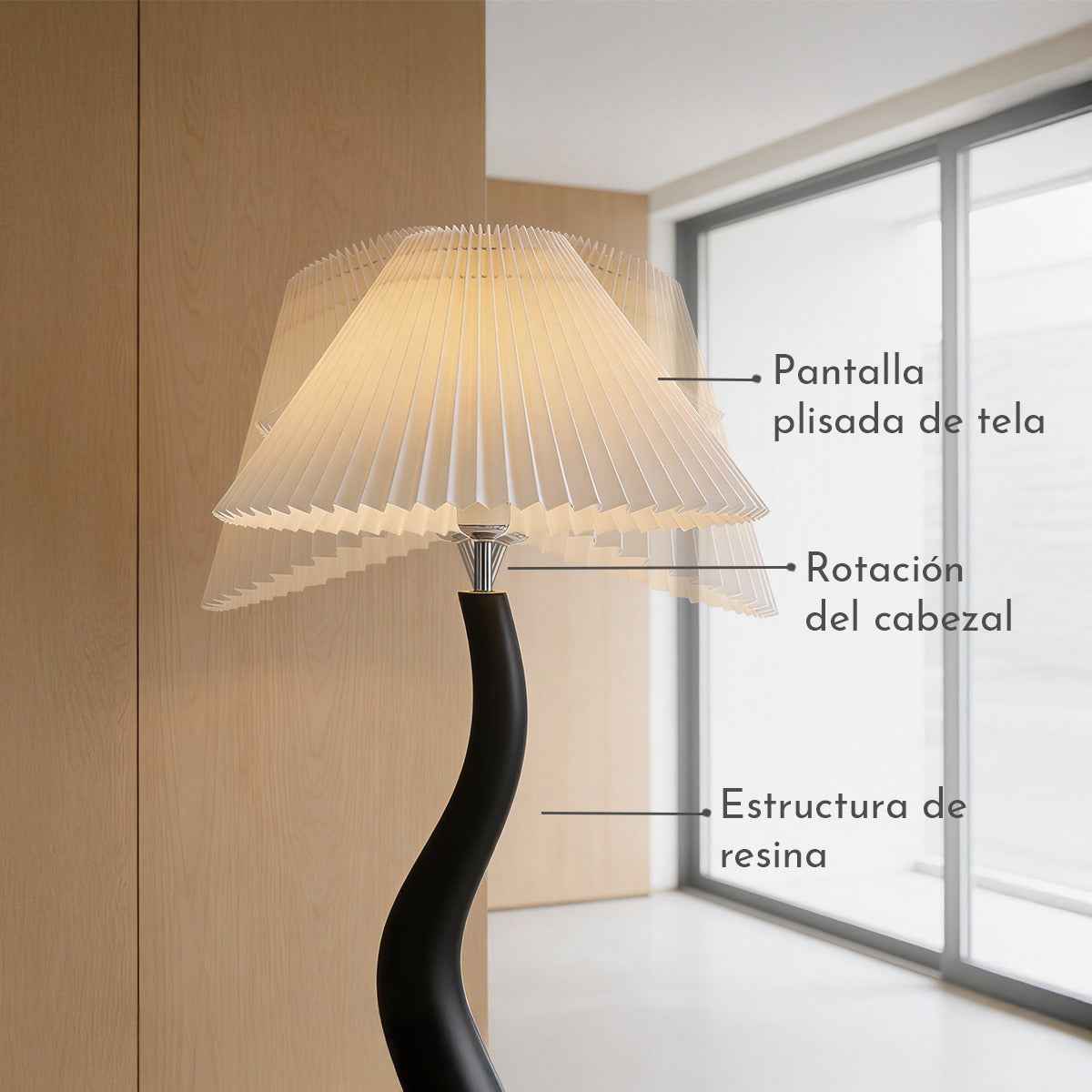 Santu – Black Japandi Floor Lamp 165cm