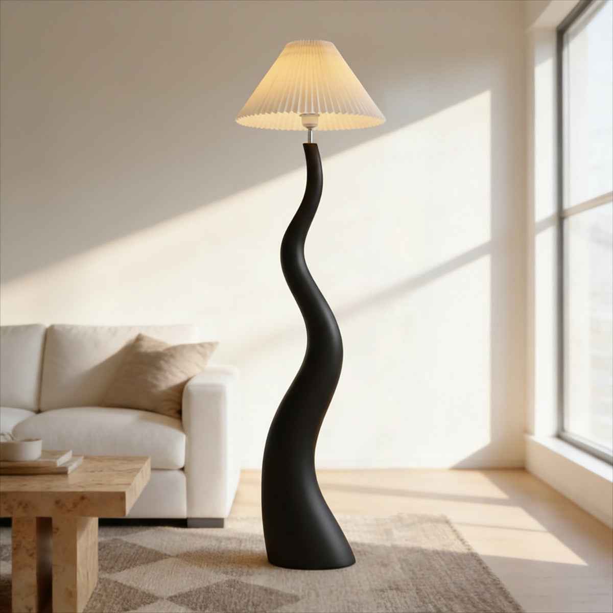 Santu – Black Japandi Floor Lamp 165cm