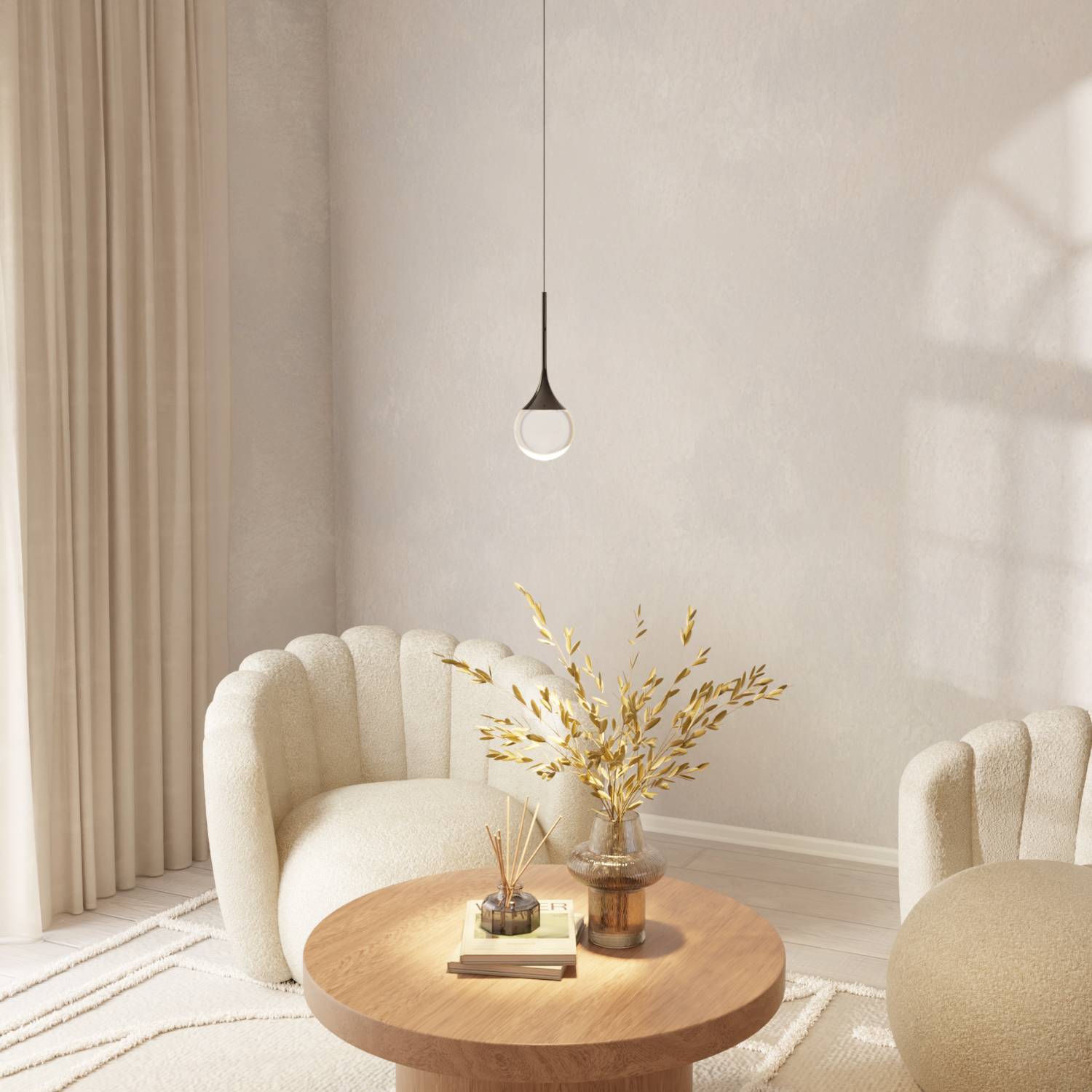Folio Pendant Light | Chrome-Plated, Solid Glass Sphere