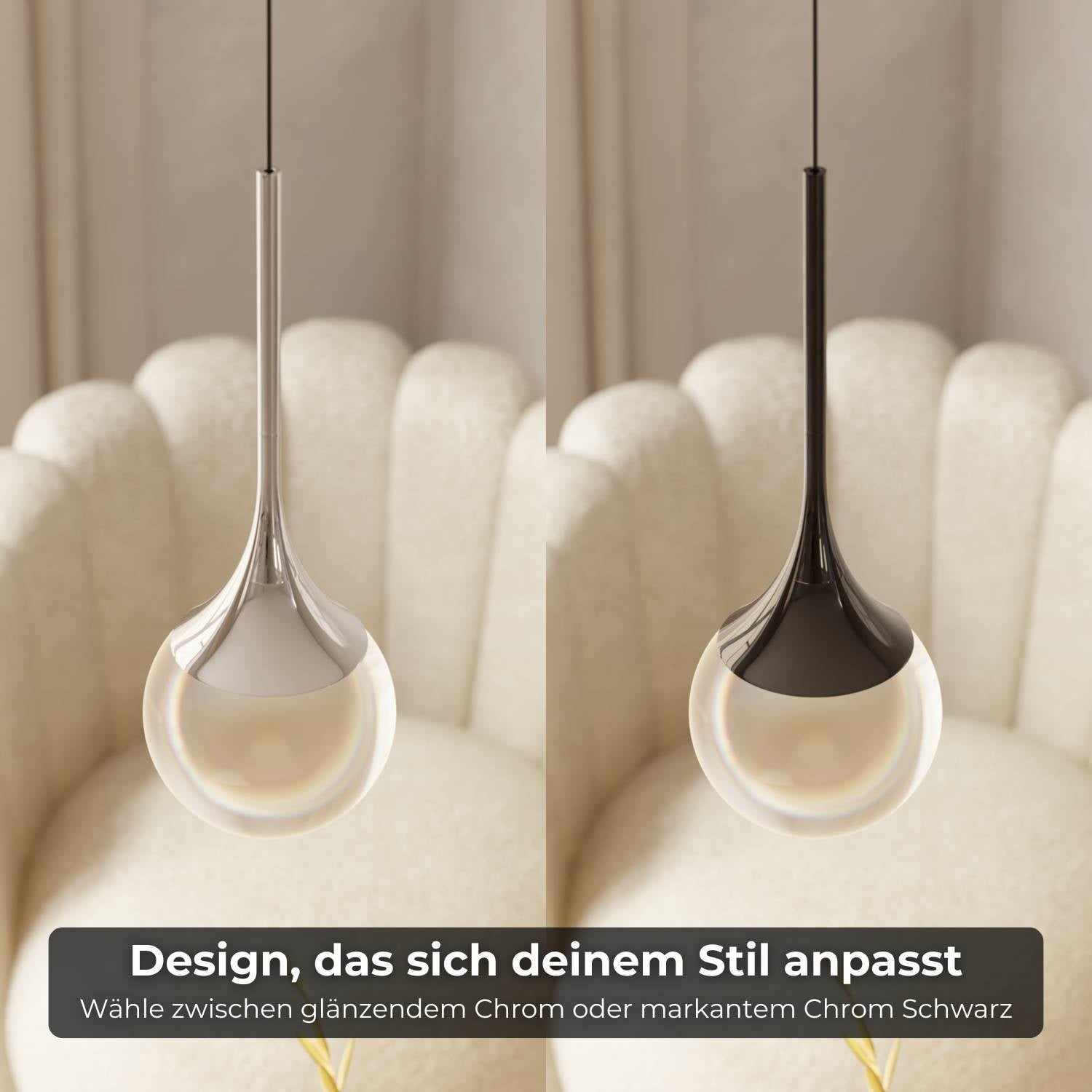 Folio Pendant Light | Chrome-Plated, Solid Glass Sphere