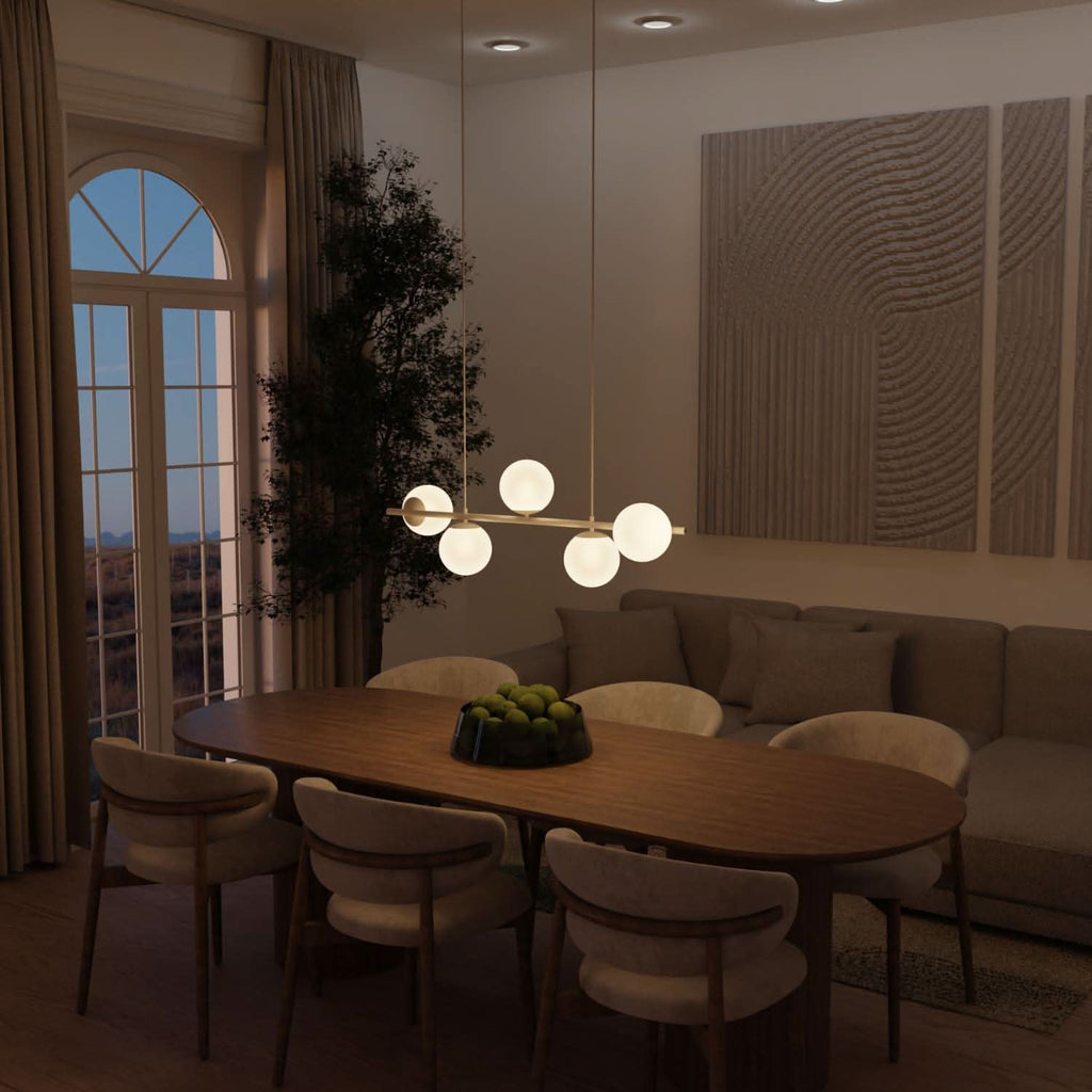 Livia Pendant Light | 5 Opal Glass Spheres, 100 cm Length