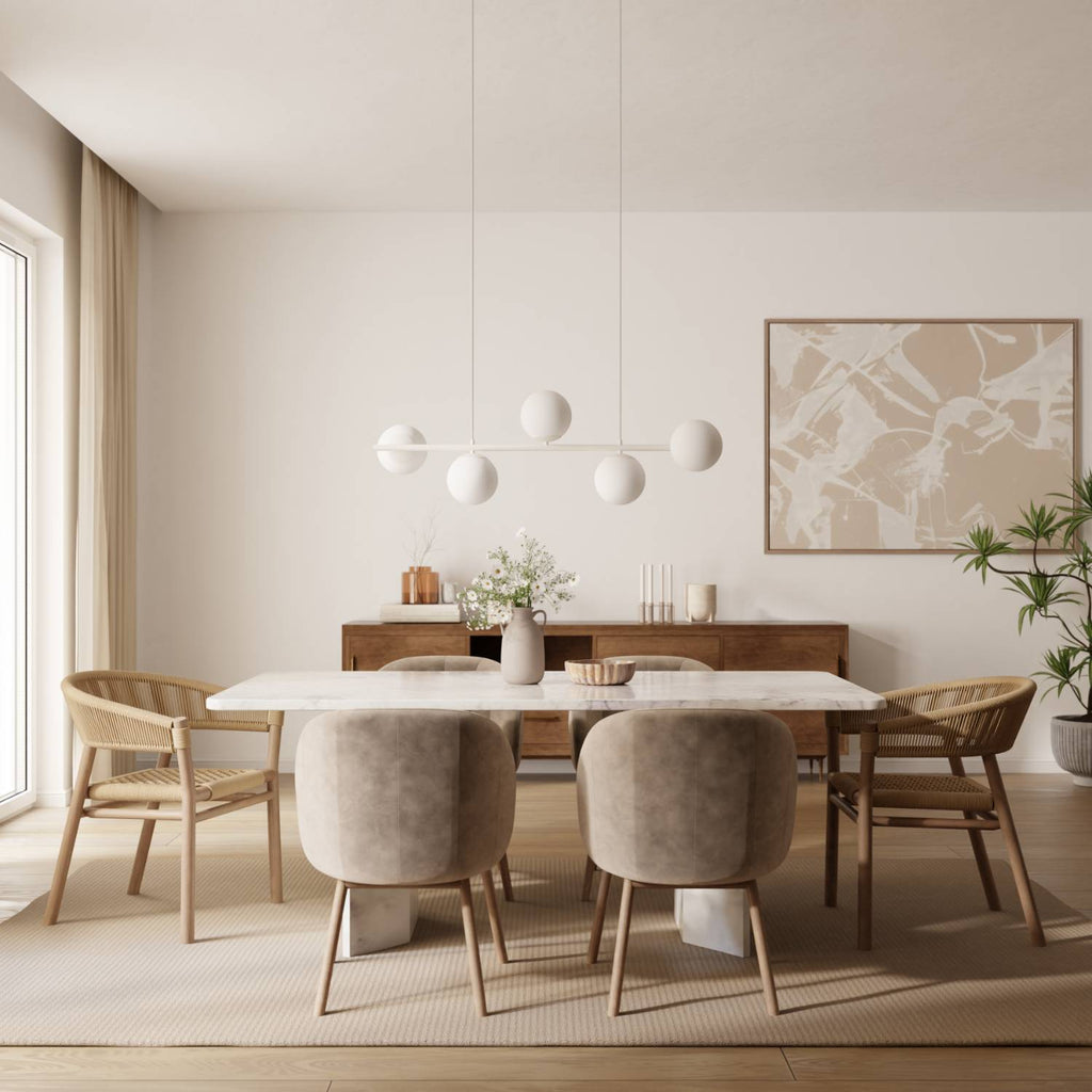Livia Pendant Light | 5 Opal Glass Spheres, 100 cm Length