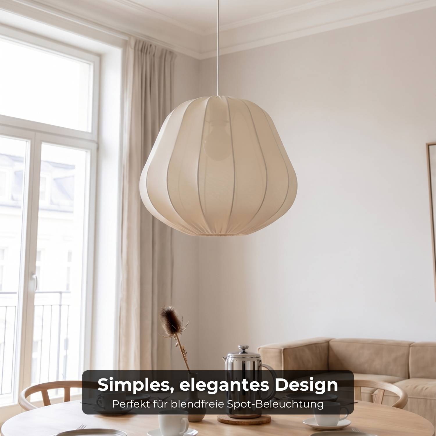Luna Pendant Light | Soft Fabric Shade, Adjustable Height