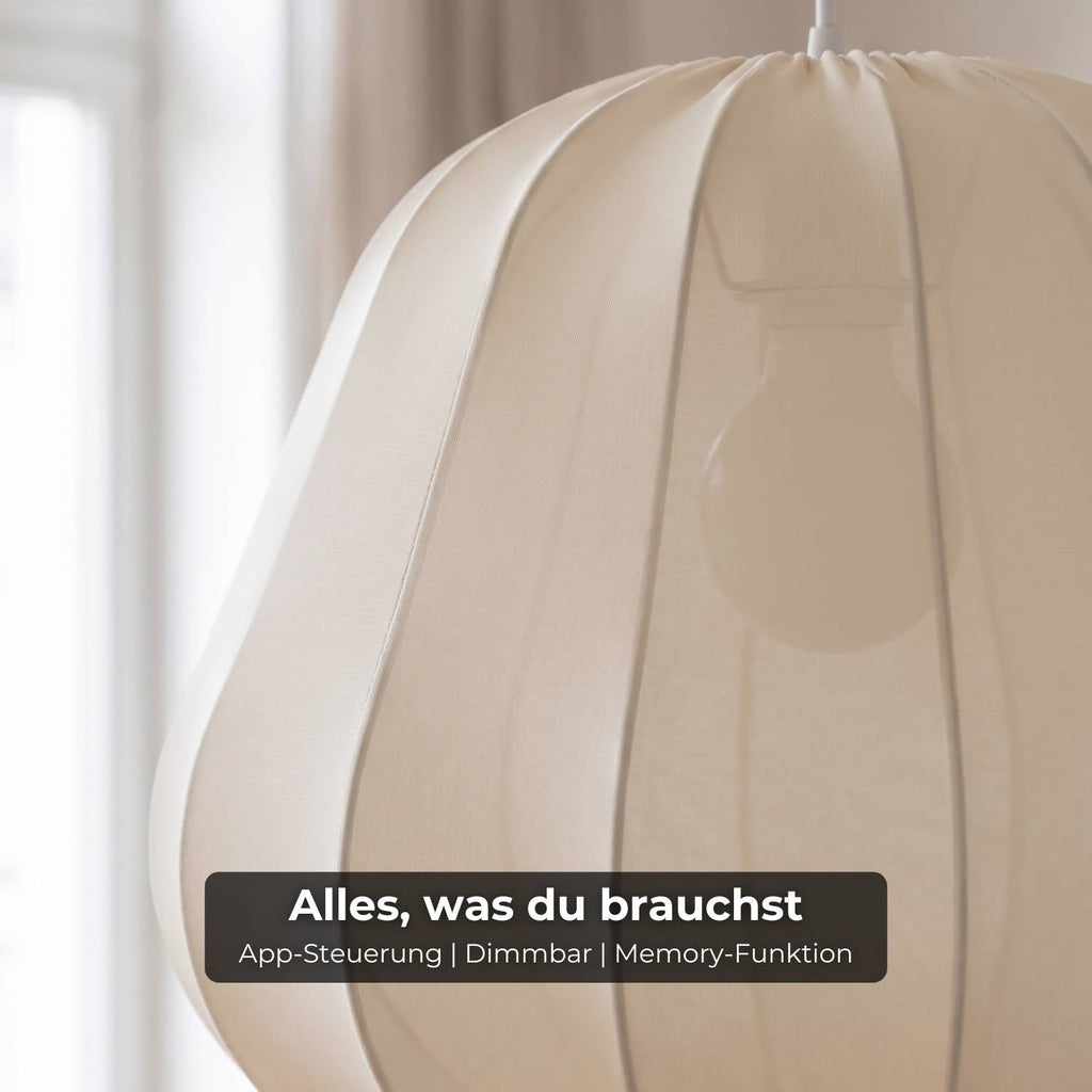Luna Pendant Light | Soft Fabric Shade, Adjustable Height