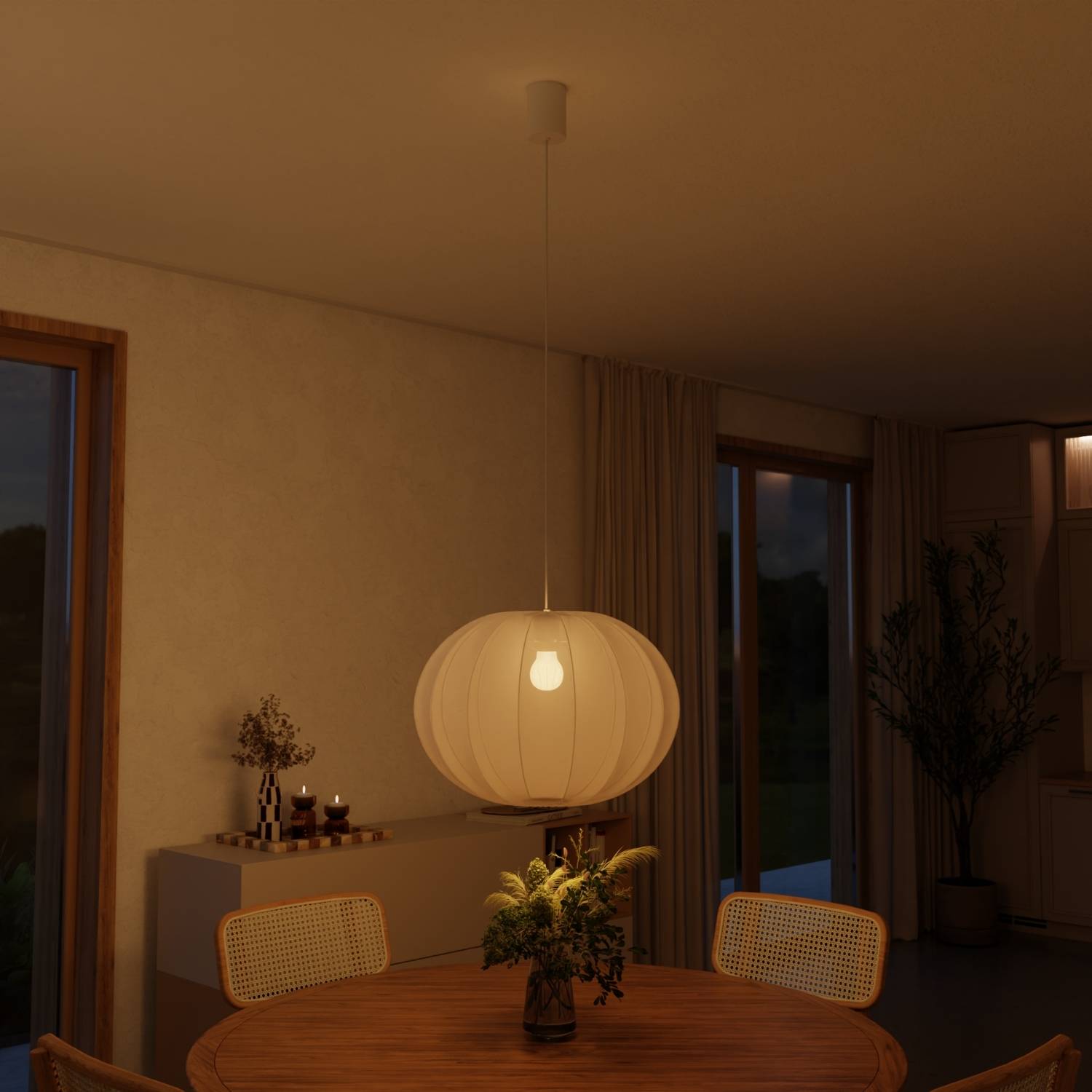 Luna Pendant Light | Soft Fabric Shade, Smart LED Included
