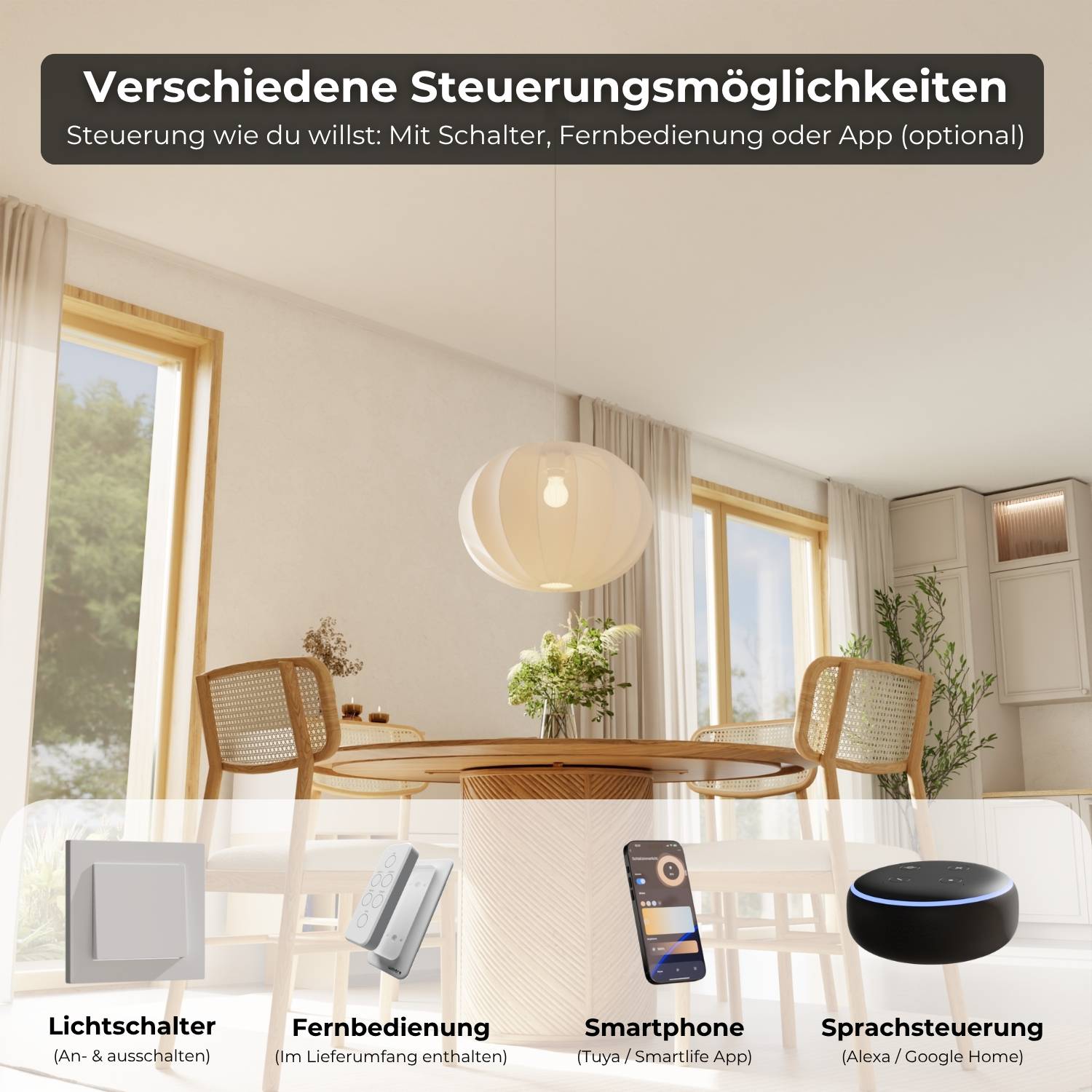 Luna Pendant Light | Soft Fabric Shade, Smart LED Included