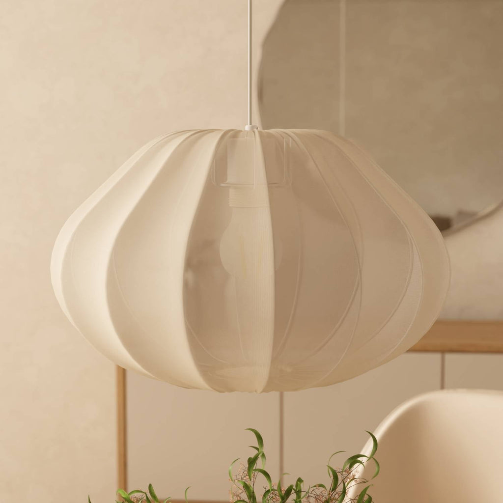 Luna Pendant Light | Soft Fabric Shade, Adjustable Height
