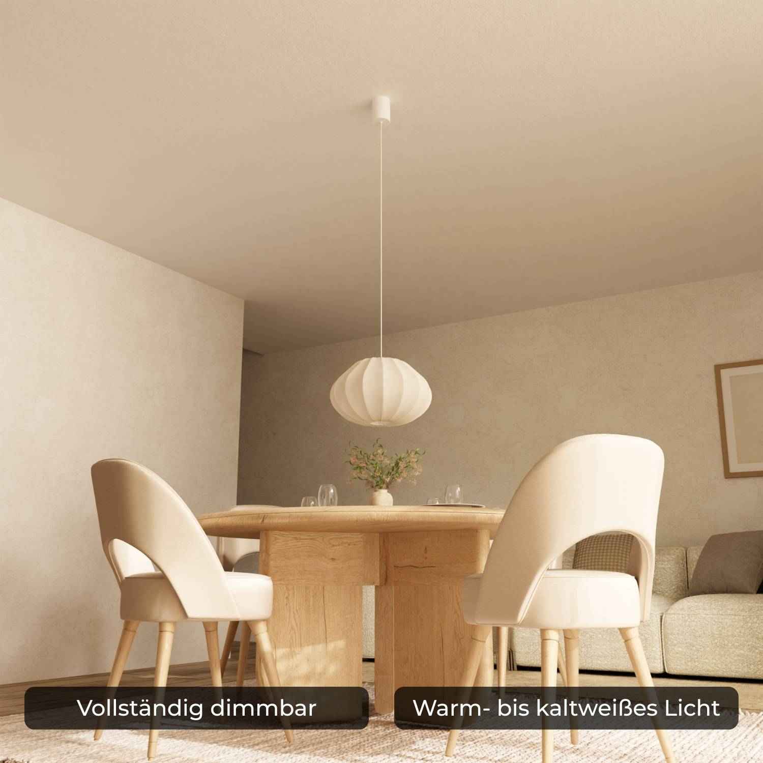 Luna Pendant Light | Soft Fabric Shade, Adjustable Height