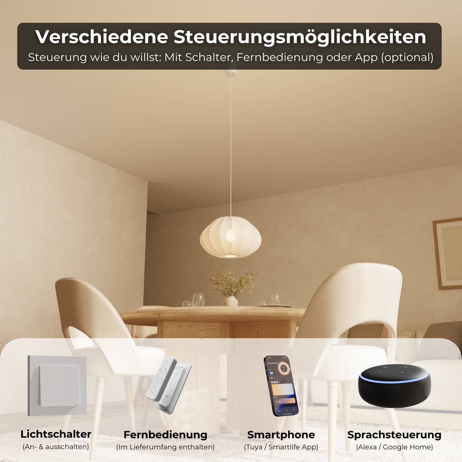 Luna Pendant Light | Soft Fabric Shade, Adjustable Height