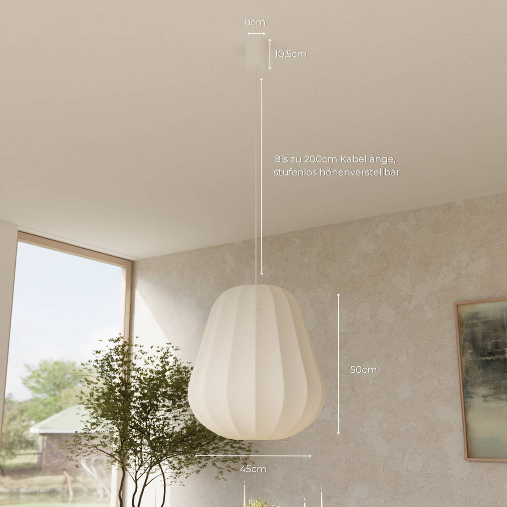 Luna Pendant Light | Soft Fabric Shade, Adjustable Height