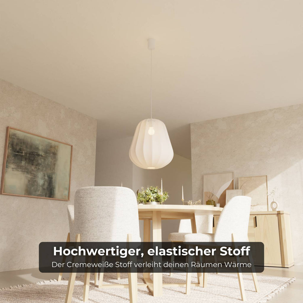 Luna Pendant Light | Soft Fabric Shade, Adjustable Height