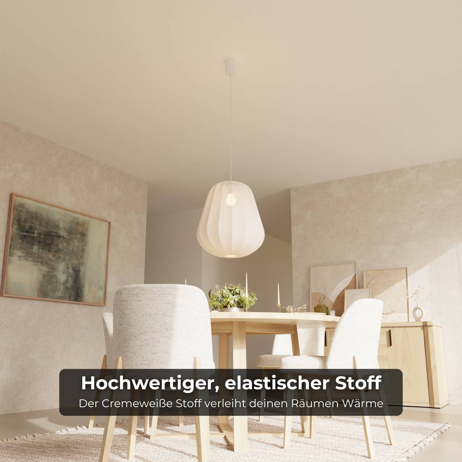 Luna Pendant Light | Soft Fabric Shade, Adjustable Height