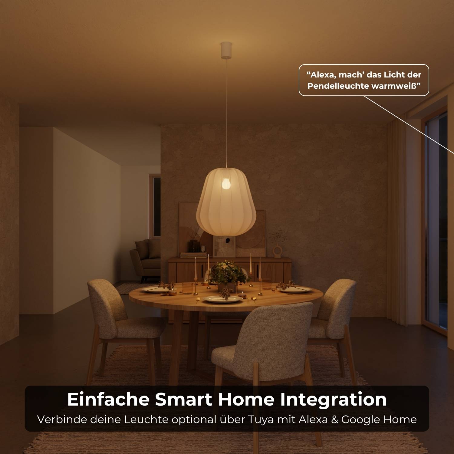 Luna Pendant Light | Soft Fabric Shade, Adjustable Height