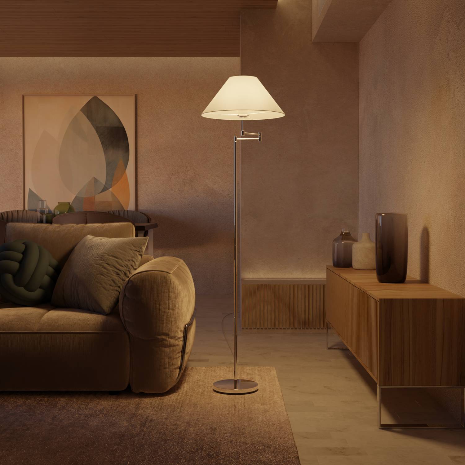 Melo Chrome Floor Lamp | Adjustable Arm, E27 Socket