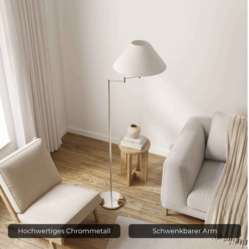 Belo Floor Lamp | Adjustable Arm, Chrome Design