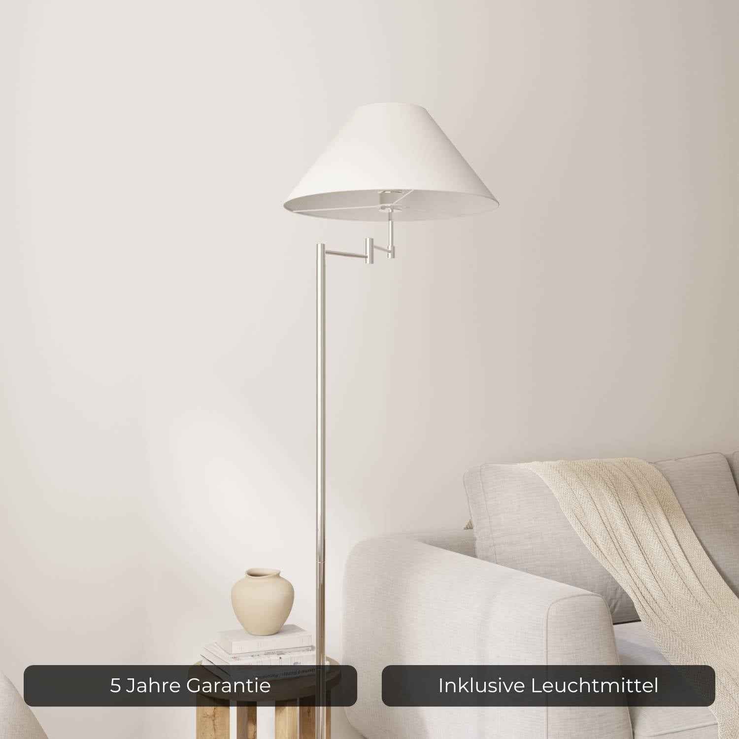 Melo Chrome Floor Lamp | Adjustable Arm, E27 Socket
