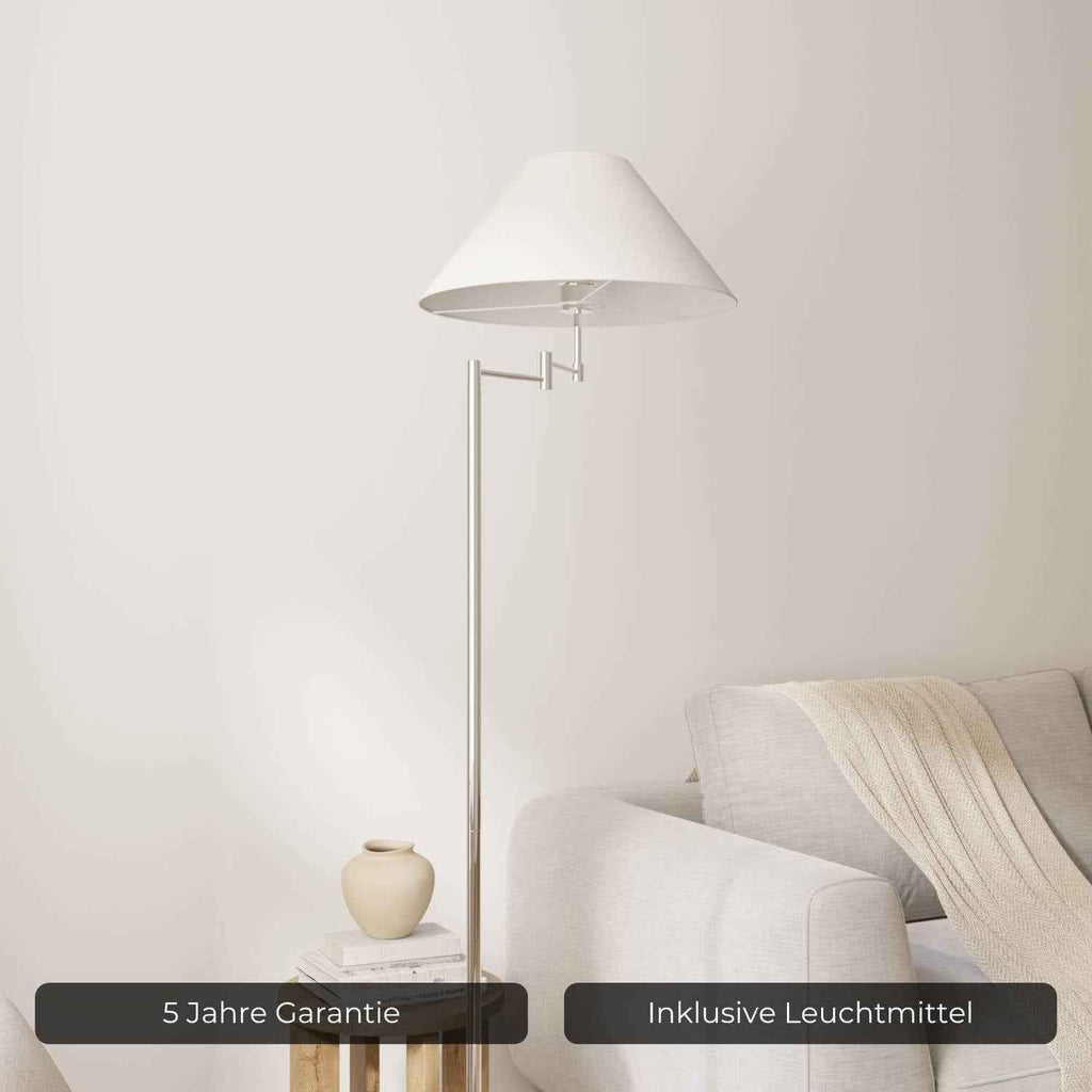 Belo Floor Lamp | Adjustable Arm, Chrome Design