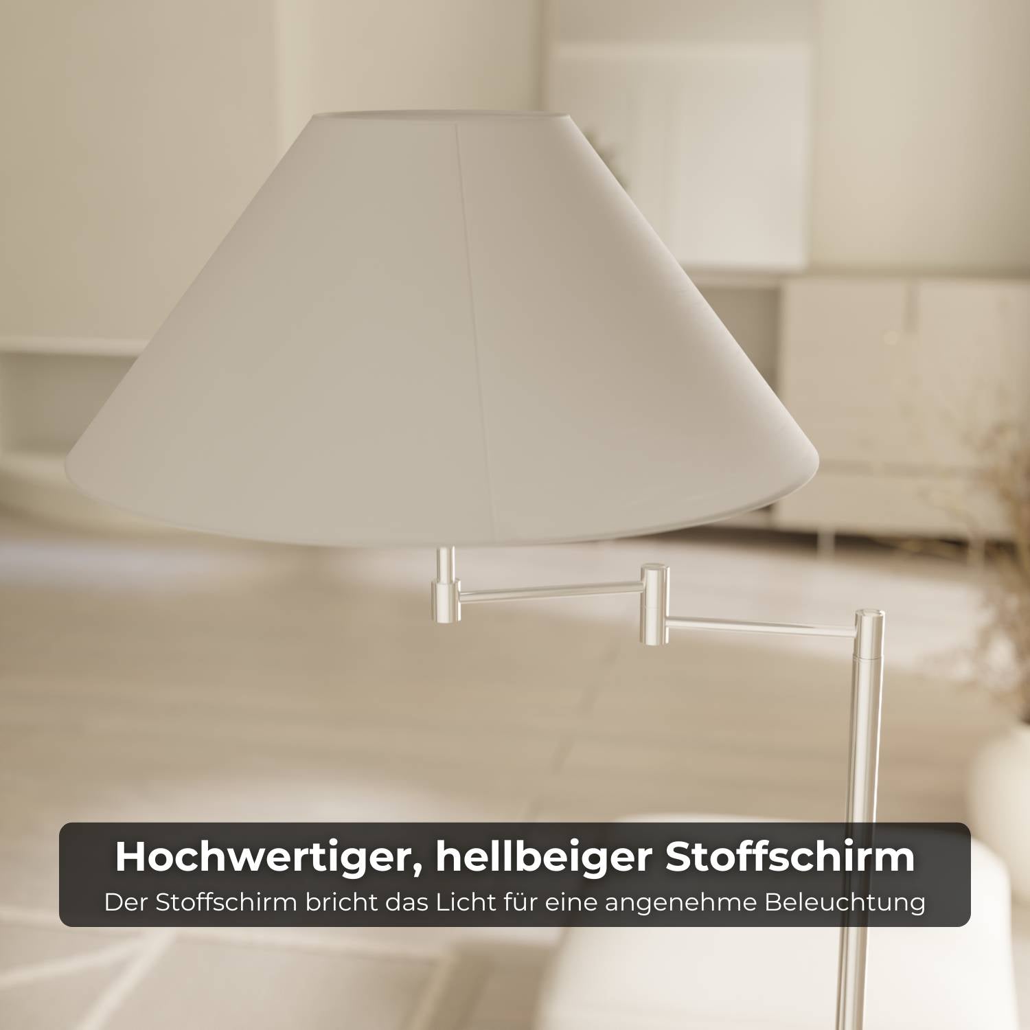Melo Chrome Floor Lamp | Adjustable Arm, E27 Socket